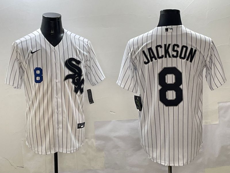 Men Chicago White Sox #8 Jackson White Stripe Game 2025 Nike MLB Jersey style 4